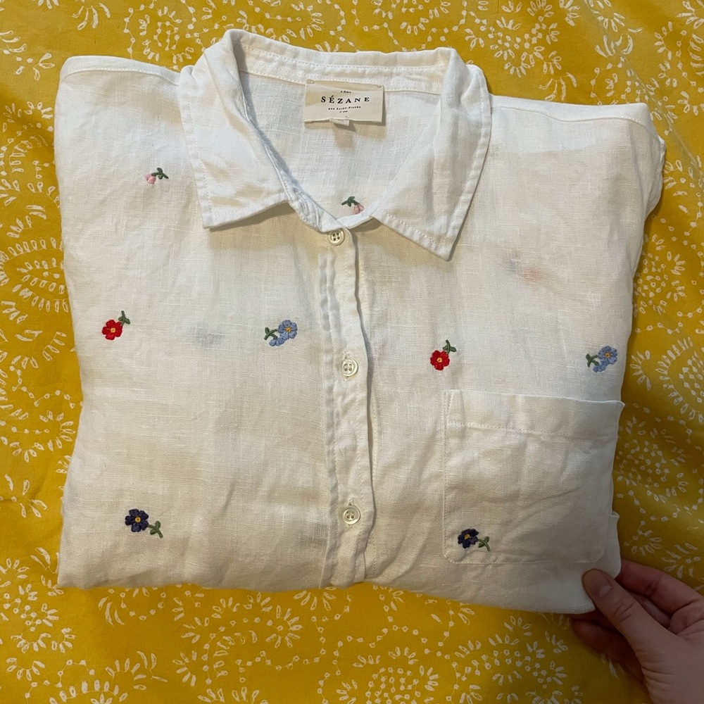 Sézane Tomboy M 40 Floral Embroidery